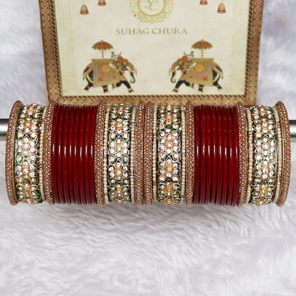 Festive Wear Lac Bangles Set With Latest Stones Flower Design