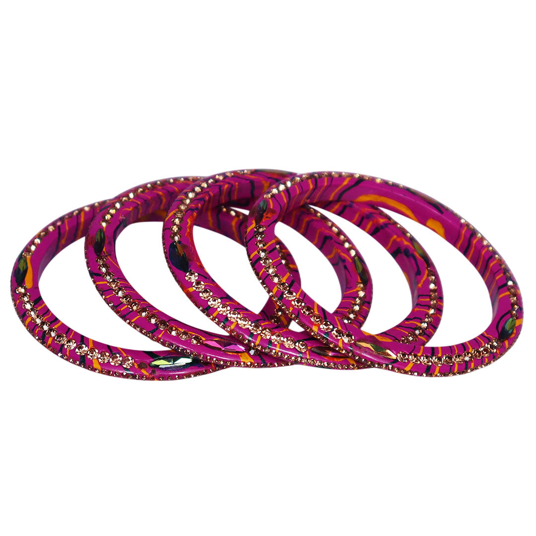 Lehariya Lac Bangles for Women | Traditional Rajasthani Rhinestone Bangles | Glossy Festival & Wedding Bangles By TAJ BRIDAL STORE