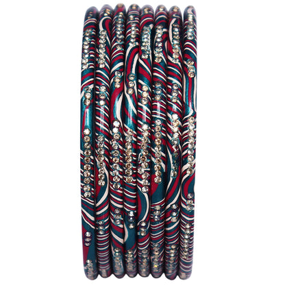 Authentic Handmade Jaipuri Leheriya Lac Bangles with Premium Rhinestone Detailing