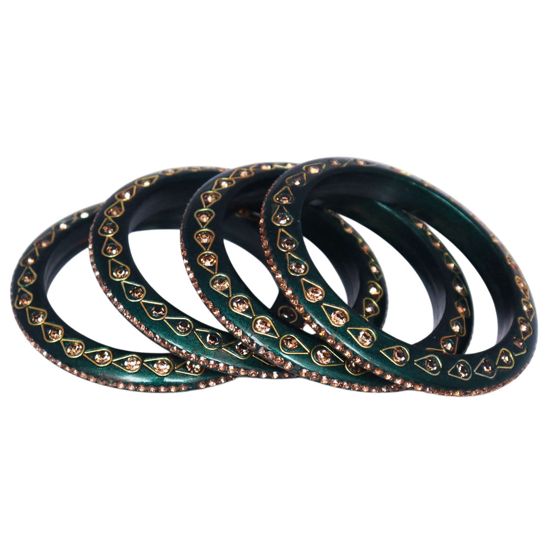Lac Bangles Premium Rhinestone Bangadi Set for Women