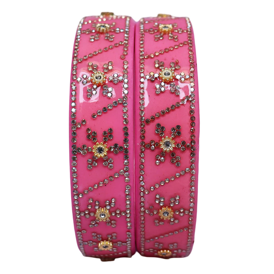 Designer Lac Bangles For Girls in Rhinestones Design