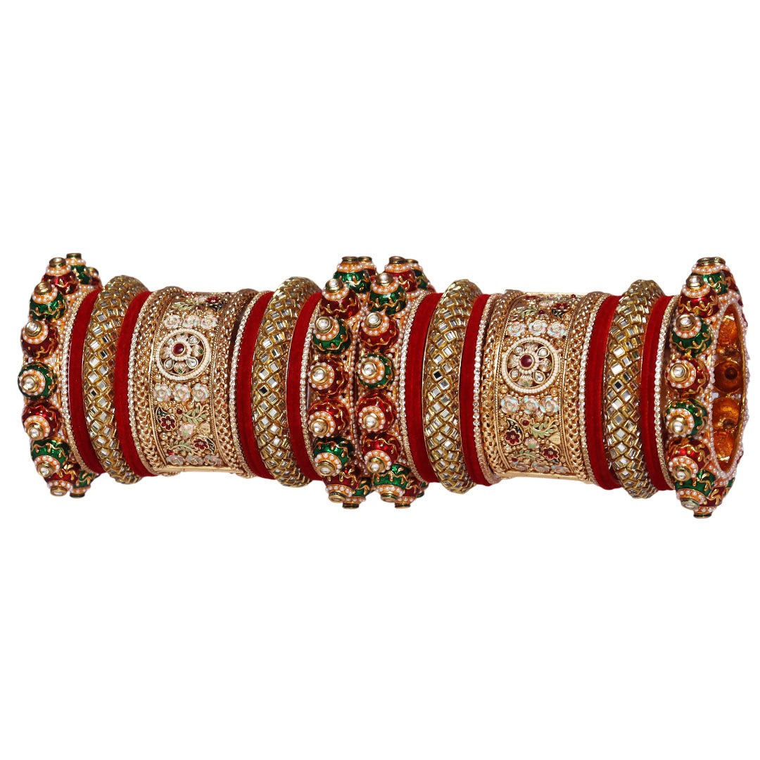 Rajwadi Bride’s Gold Plated Bangles Set in Latest Traditional Design