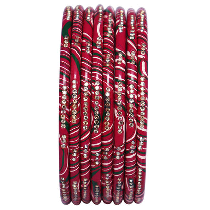 Traditional Handmade Pure Lac Bangles Set for Women in Multicolor Leheriya Pattern