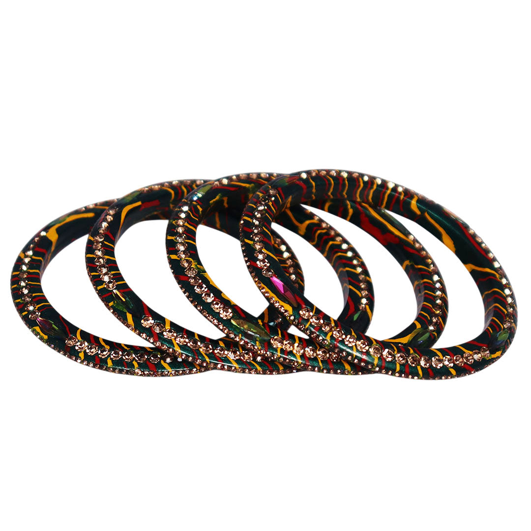Lehariya Lac Bangles for Women | Traditional Rajasthani Rhinestone Bangles | Glossy Festival & Wedding Bangles By TAJ BRIDAL STORE