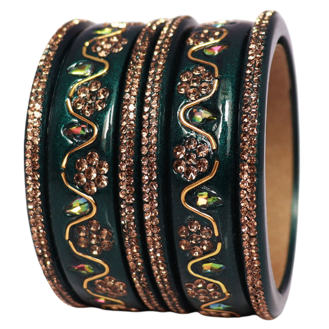 Handmade Traditional Short Lac Bangles Set With Latest Kundan Design