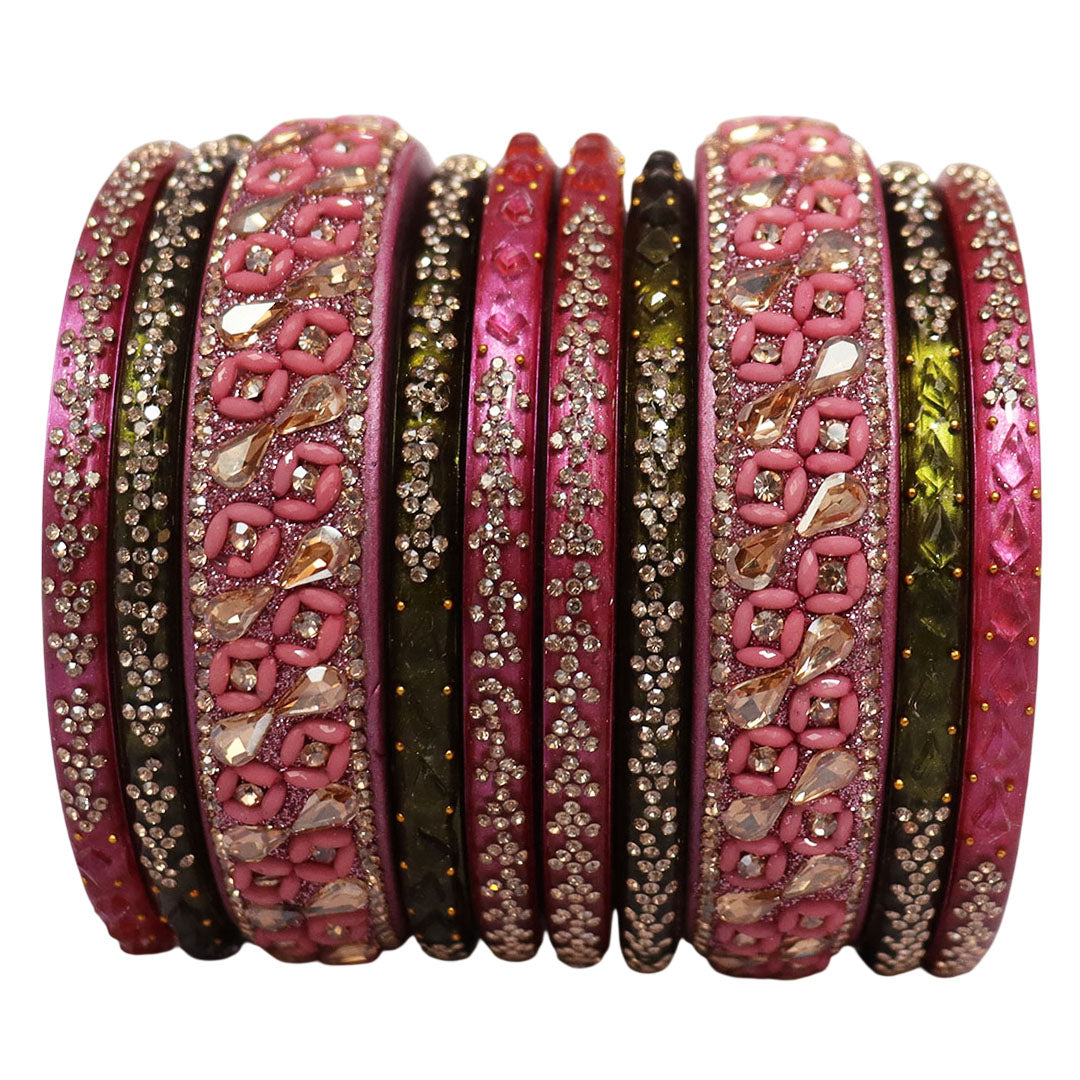 Womens Designer Lac Bangles Set With Latest Kundan Design