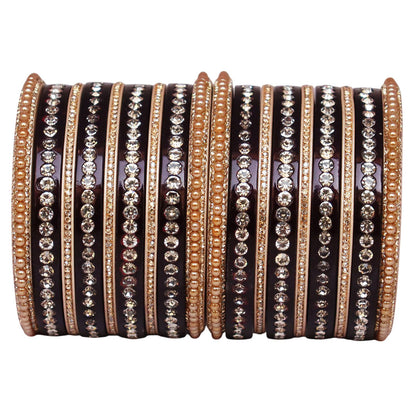 Rajasthani Lac Bangles Set with Rhinestone & Synthetic Beads Work