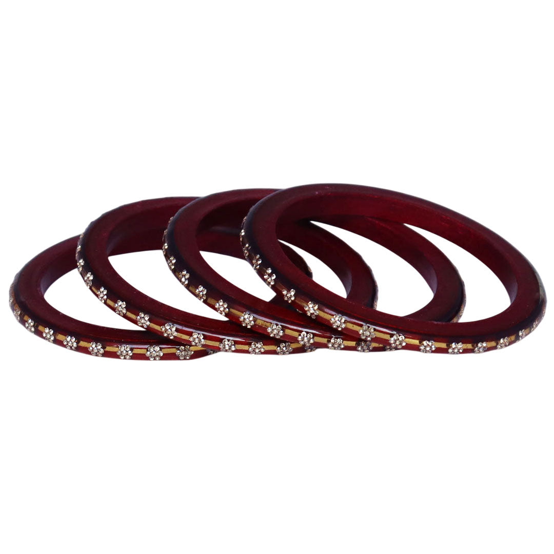 Classic Rajasthani Lac Bangles with Sparkling Flower Stones