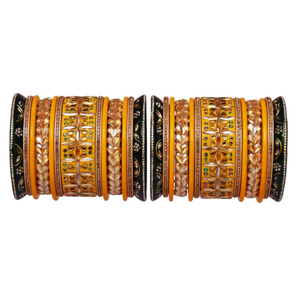 Handmade Rajasthani Lac Bangles for Bride – Kundan Stone Work