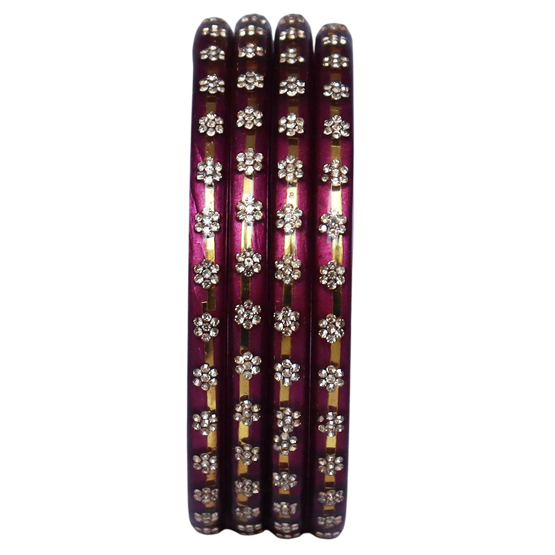 Classic Rajasthani Lac Bangles with Sparkling Flower Stones