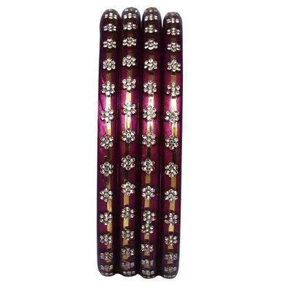 Classic Rajasthani Lac Bangles with Sparkling Flower Stones
