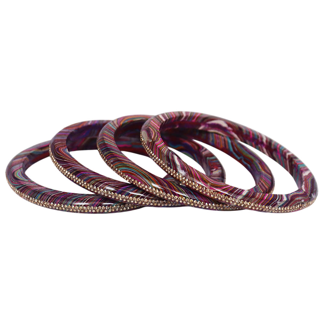 Rajasthani Lahariya Lac Bangles Set with Rhinestone Work by TAJ BRIDAL STORE