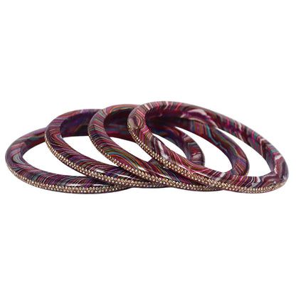 Rajasthani Lahariya Lac Bangles Set with Rhinestone Work by TAJ BRIDAL STORE
