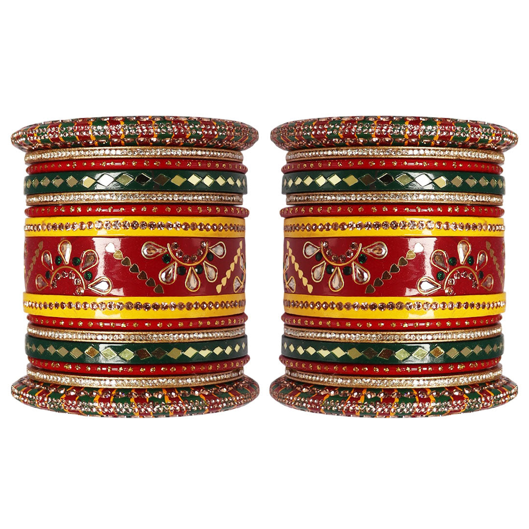 Karwa Chauth Traditional Bangles Set With Latest Kundan-Mirror Design