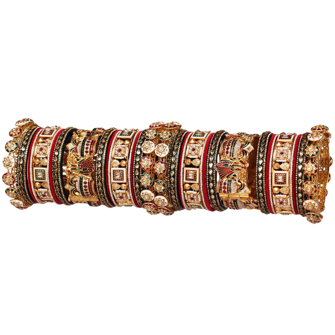 Stunning Rajwadi Bridal Bangles with Traditional Theme