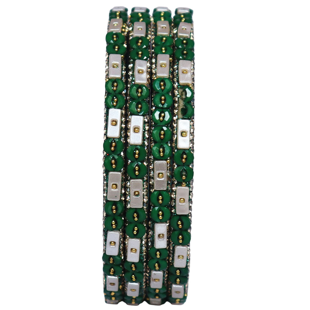 Designer Rajasthani Lac Bangles with Rhinestone & Bead Work by Taj Bridal Store