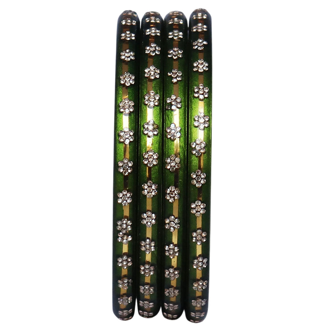 Classic Rajasthani Lac Bangles with Sparkling Flower Stones