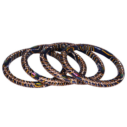 Lehariya Lac Bangles for Women | Traditional Rajasthani Rhinestone Bangles | Glossy Festival & Wedding Bangles By TAJ BRIDAL STORE