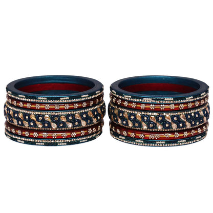 Fancy Jaipuri Lac Short Bangles Set with Kundan & Beads Design