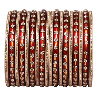 Bridal Rajasthani Lac Bangles Set with Floral Stone Work