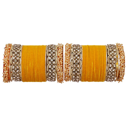 Premium Bridal Metal Bangles – Kundan Stone & Pearl Embellished