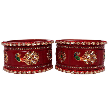 Pure Lac Short Chura Set With Latest Kundan & Peacock Design