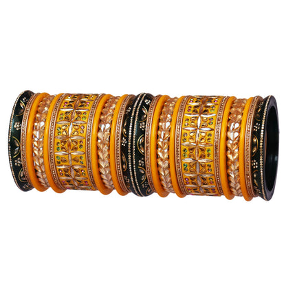 Handmade Rajasthani Lac Bangles for Bride – Kundan Stone Work