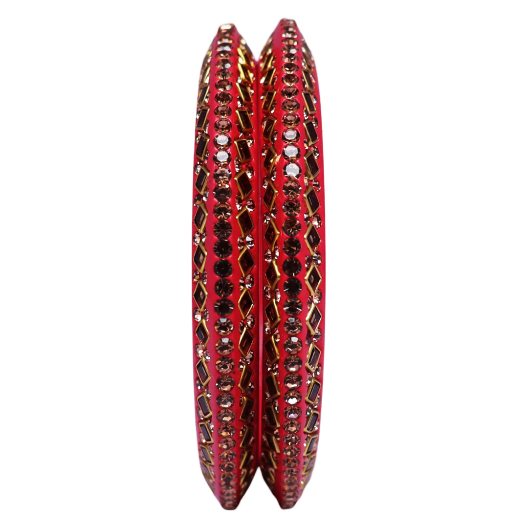 Traditional Kundan Lac Bangadi Bangles (Pack of 2)
