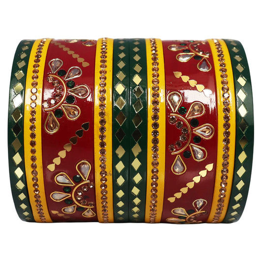 Festival Special Rajasthani Pure Lac Chura with Kundan-Mirror Design