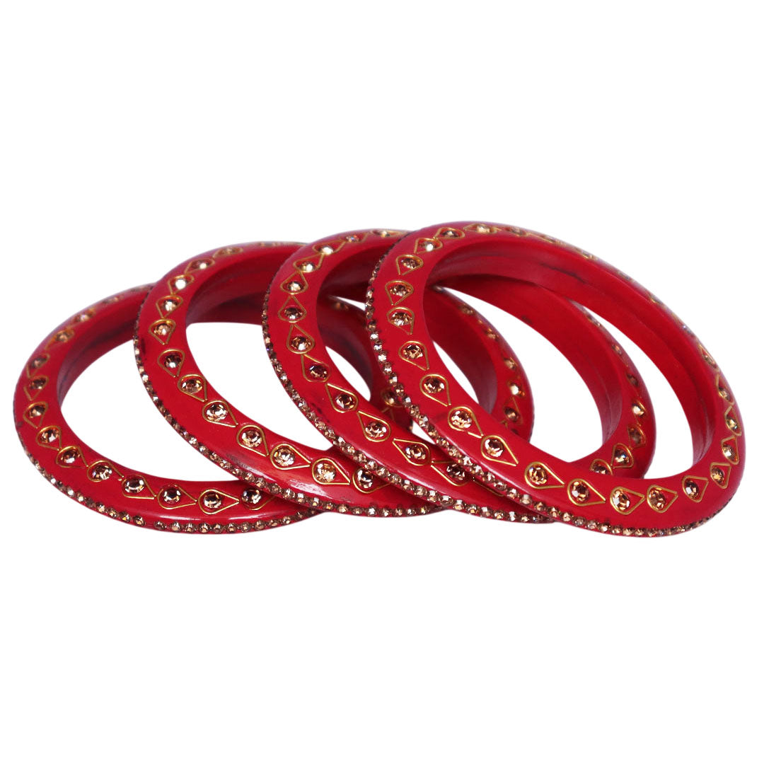 Lac Bangles Premium Rhinestone Bangadi Set for Women