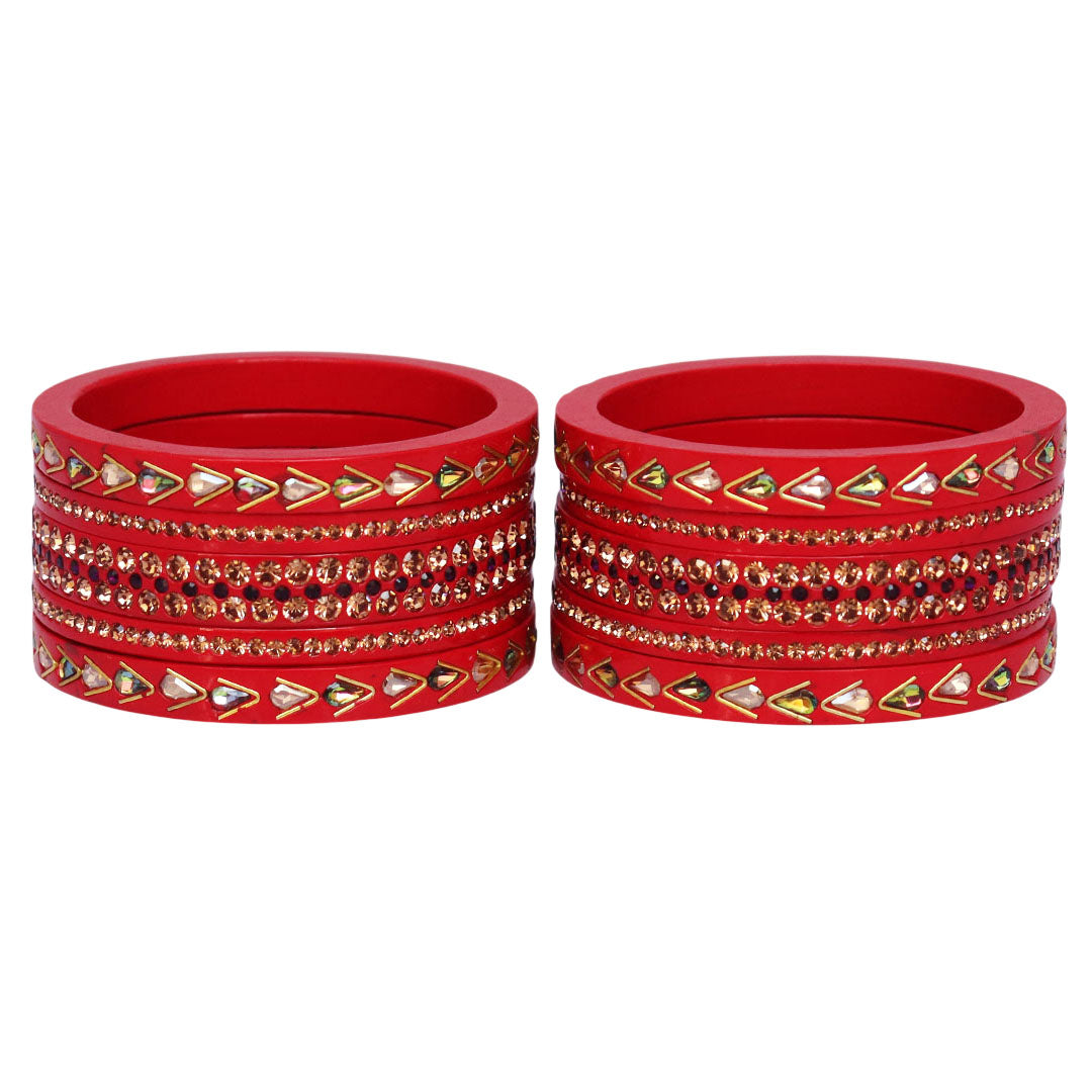 Jaipuri Lac Bangles with Kundan & Artificial Stone Design