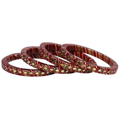 Traditional Rajasthani Leheriya Lac Bangles for Women | Handmade Mirror Work & Rhinestone Bangles by TAJ BRIDAL STORE
