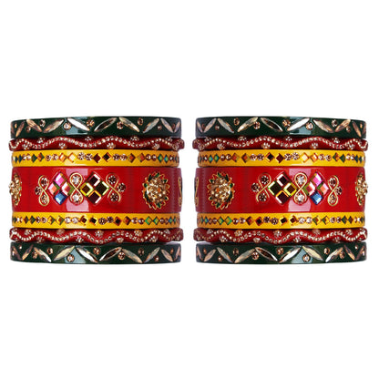 Premium Traditional Lac Chura Set with Kundan & Rhinestones