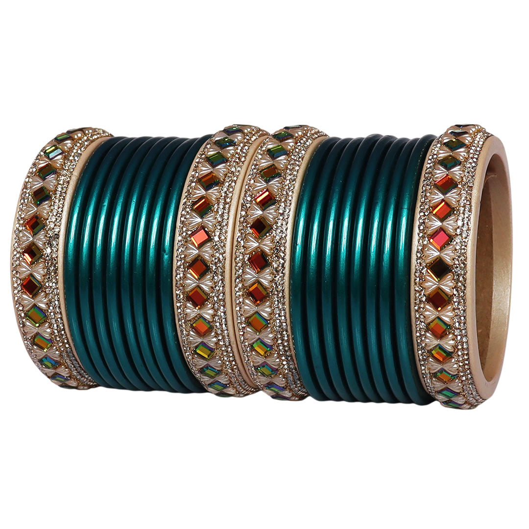 Handcrafted Pure Lac Bangles Set for Women with Designer Artificial Stone By TAJ BRIDAL STORE