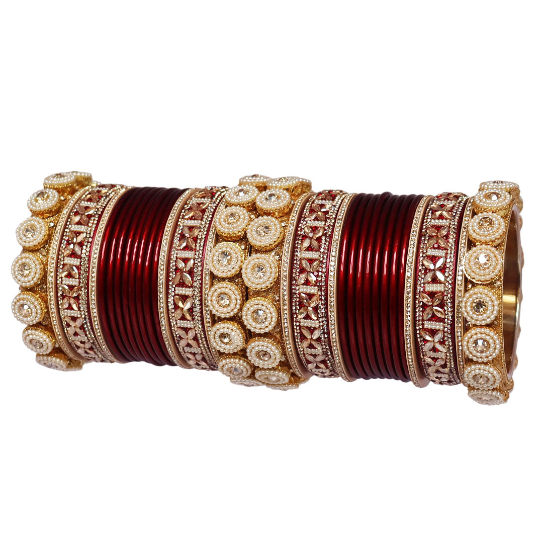 Designer Wedding Bangles with Pearls and Rhinestones