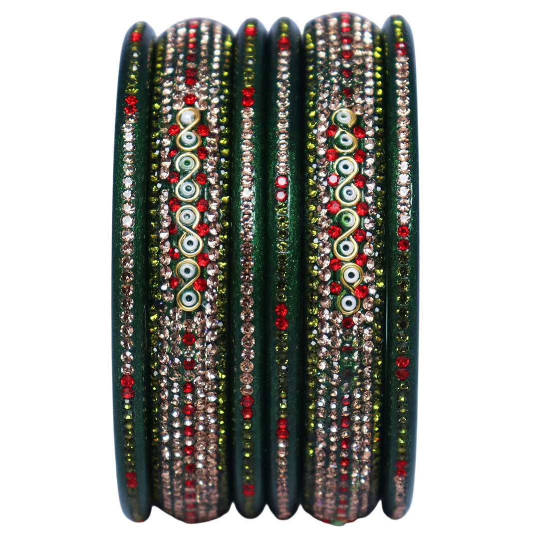 Jaipuri Lac Bangles with Latest Beads & Rhinestone Design