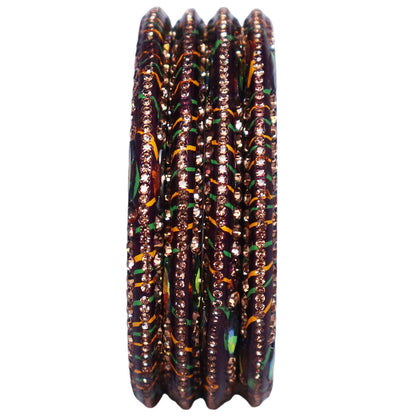 Lehariya Lac Bangles for Women | Traditional Rajasthani Rhinestone Bangles | Glossy Festival & Wedding Bangles By TAJ BRIDAL STORE