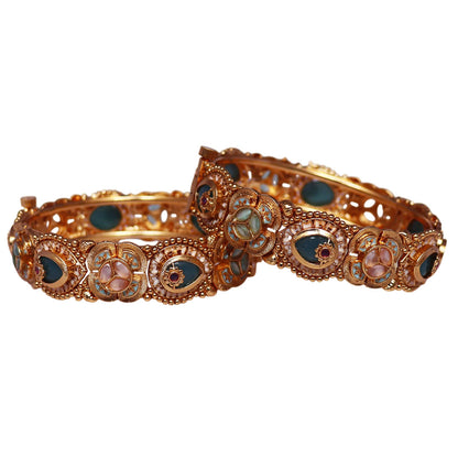 Gold Plated Bracelet with Heritage Artificial Stone Design