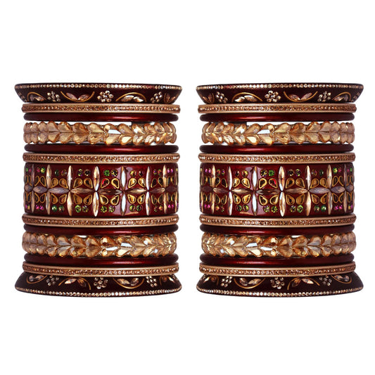 Handmade Rajasthani Lac Bangles for Bride – Kundan Stone Work