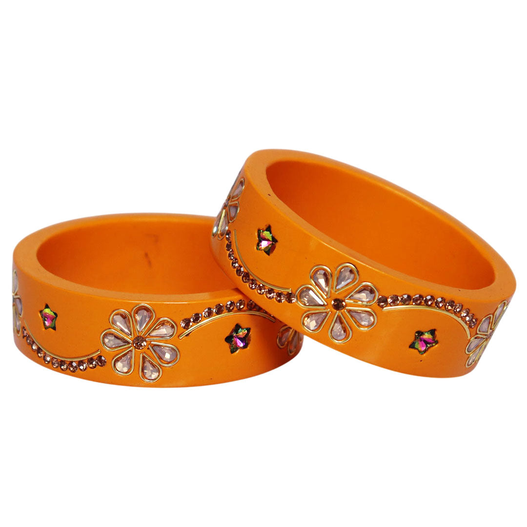 Jaipuri Lac Bangles Kundan Rhinestone Flower Designer Kada