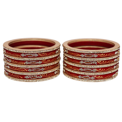 Traditional Jaipur lac bangles set for women with handpainted golden leaf artwork and stone work, glossy premium Rajasthani short bangles for weddings and festivals.