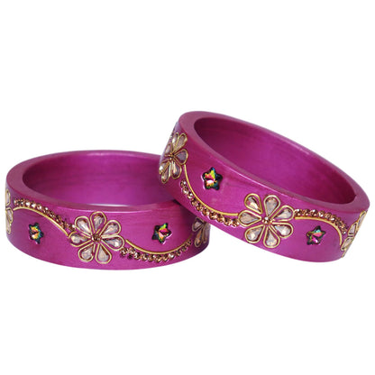 Jaipuri Lac Bangles Kundan Rhinestone Flower Designer Kada
