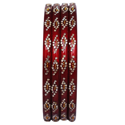 Elegant handmade lac bangles with rhinestone stone detailing