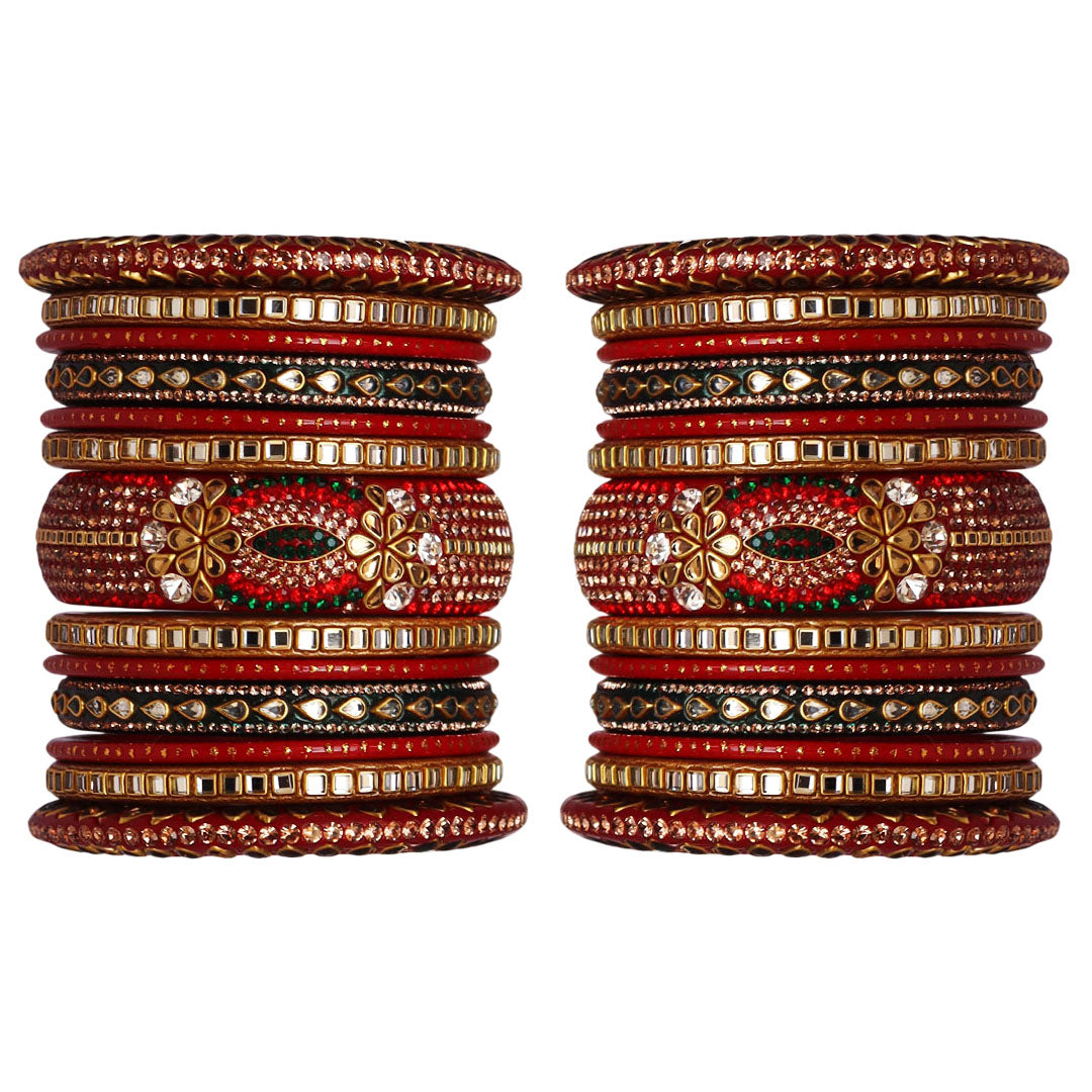Royal Rajwadi Lac Bangles for Brides with Kundan Embellishments