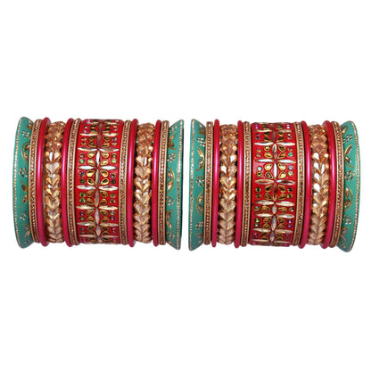 Handmade Rajasthani Lac Bangles for Bride – Kundan Stone Work