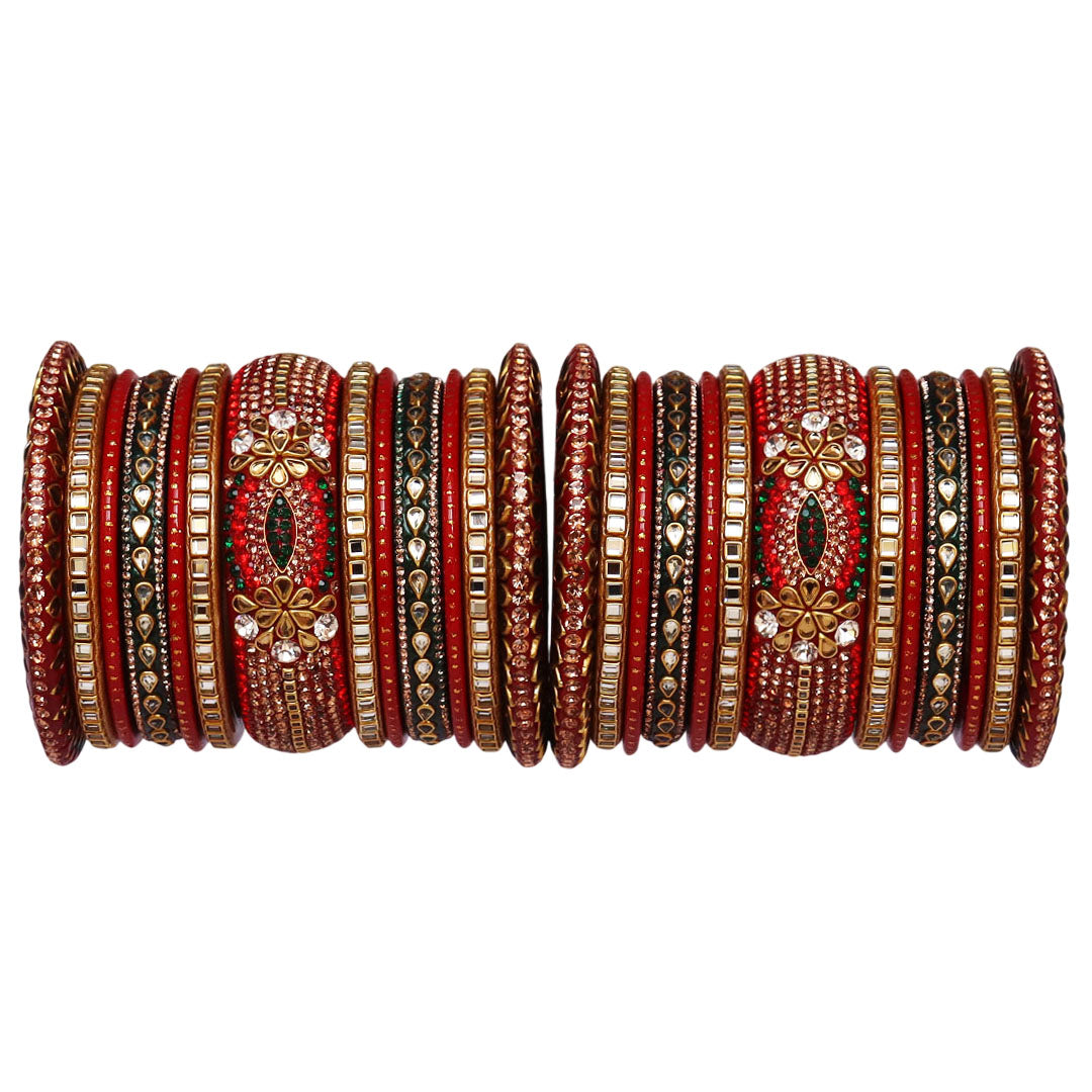 Royal Rajwadi Lac Bangles for Brides with Kundan Embellishments