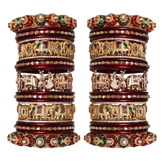 Luxurious Rajwadi Style Bridal Bangles Set With Dulha-Dulhan Design