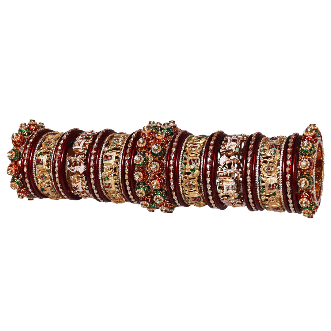 Luxurious Rajwadi Style Bridal Bangles Set With Dulha-Dulhan Design