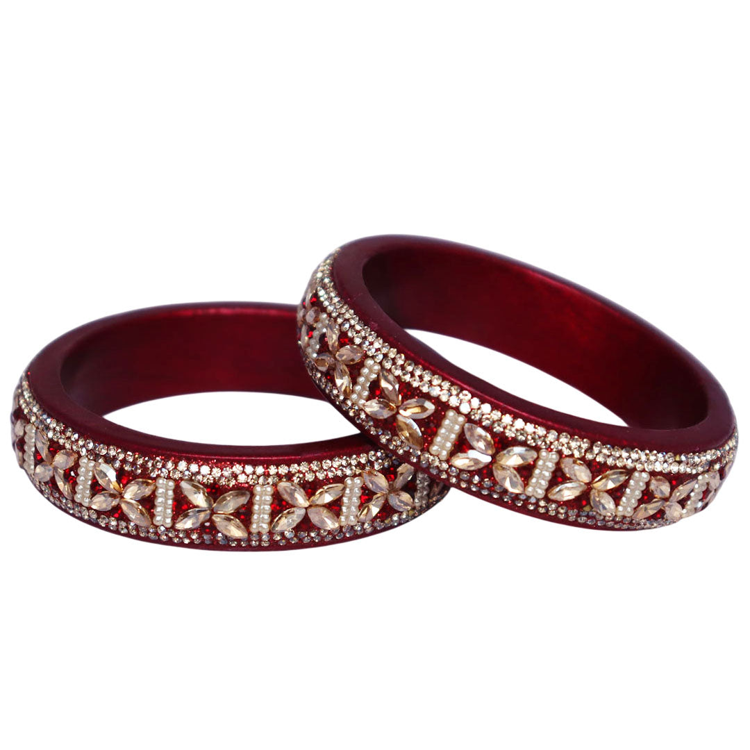 Jaipuri Lac Kundan Kada Handmade Rajasthani Wedding Bangles for Women by TAJ BRIDAL STORE