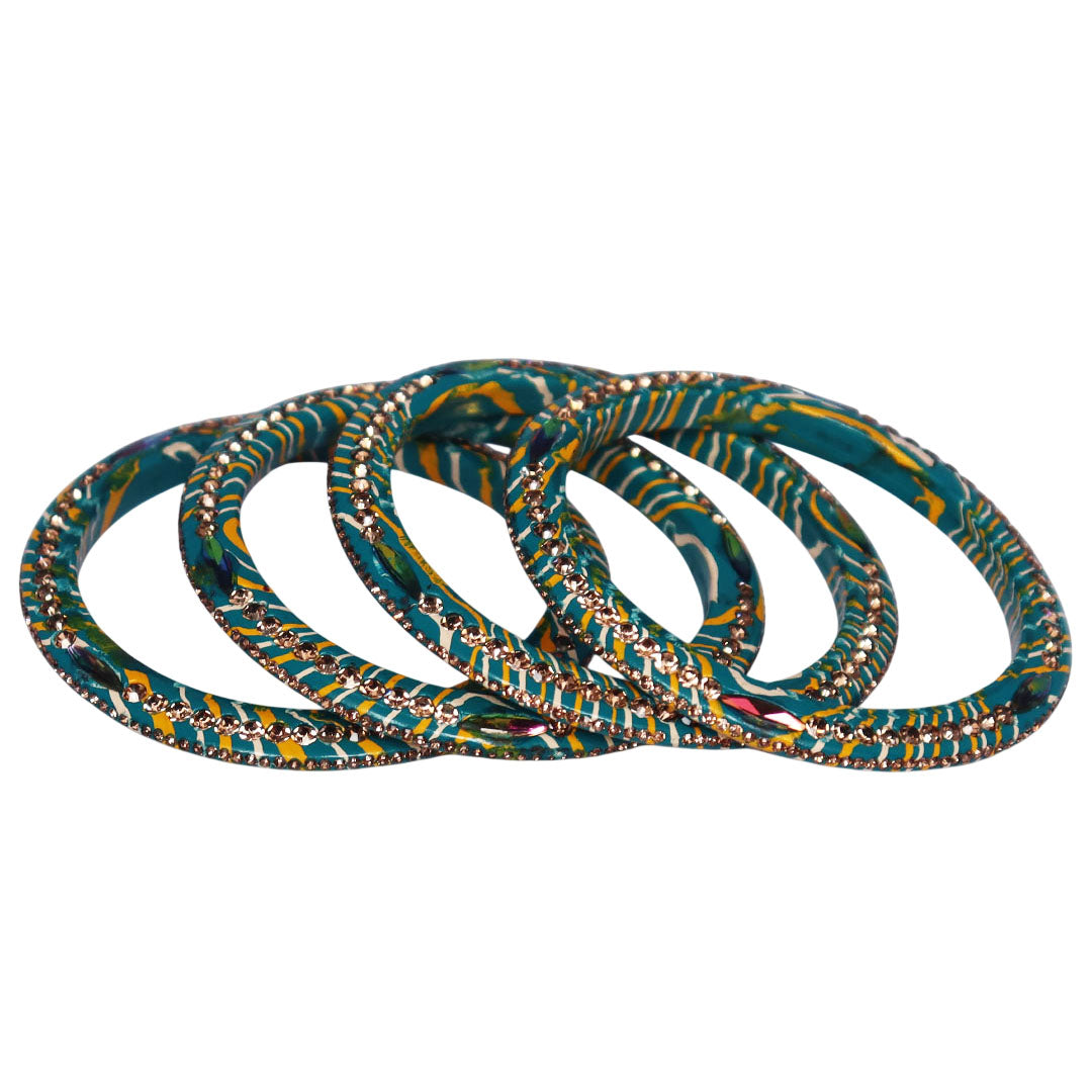 Lehariya Lac Bangles for Women | Traditional Rajasthani Rhinestone Bangles | Glossy Festival & Wedding Bangles By TAJ BRIDAL STORE